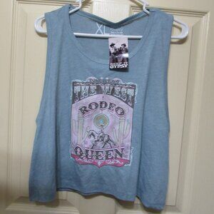 NWT Women's Western "Keep It Gypsy" Tank Top Graphic Tee--XL in Sky Blue